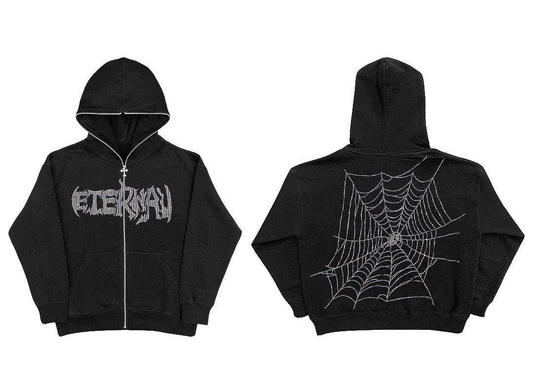 🕷 ETERNAL THREADS – Gothic Web Zipper Hoodie