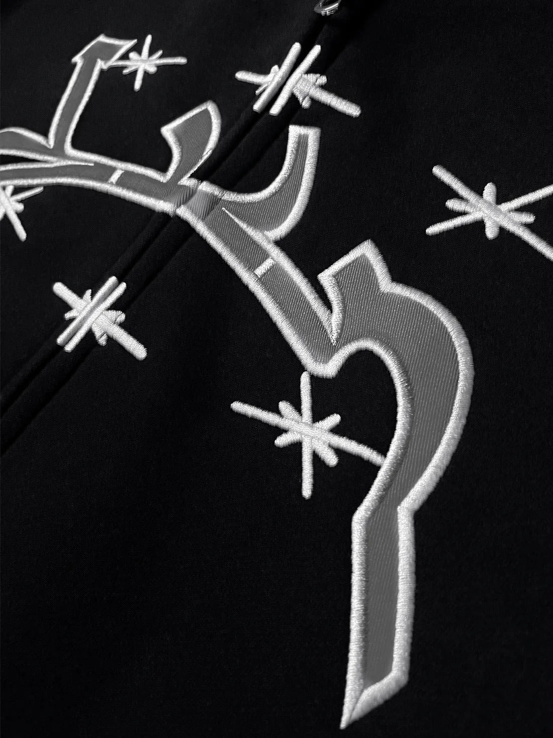 ✨“Barbed Type Zipper Hoodie – Midnight Black”