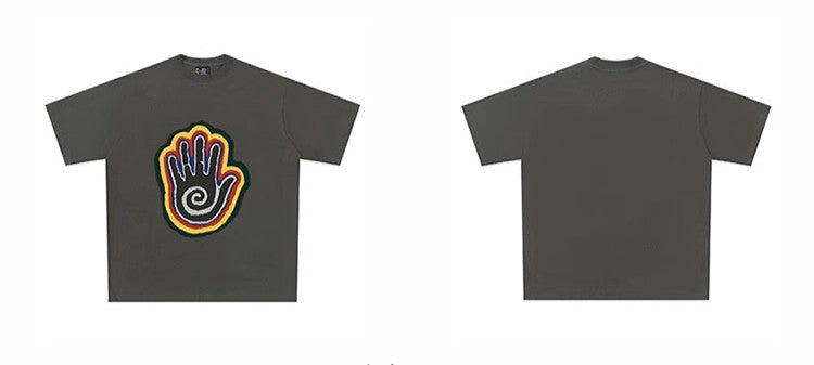 Psychedelic Hand Oversized Tee โ Multicolor Front Graphic