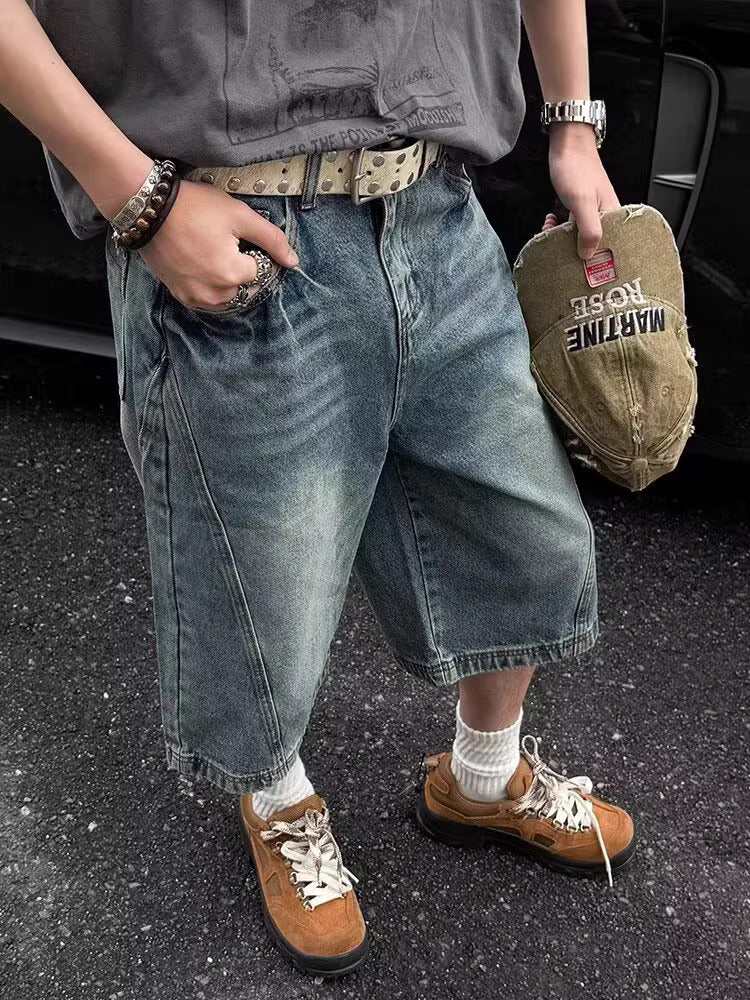 Baggy Streetwear Denim Jorts – Washed Blue
