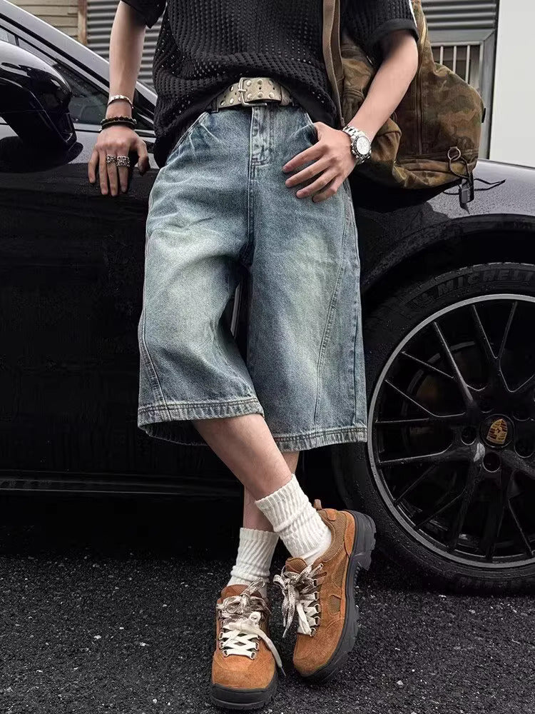 Baggy Streetwear Denim Jorts – Washed Blue