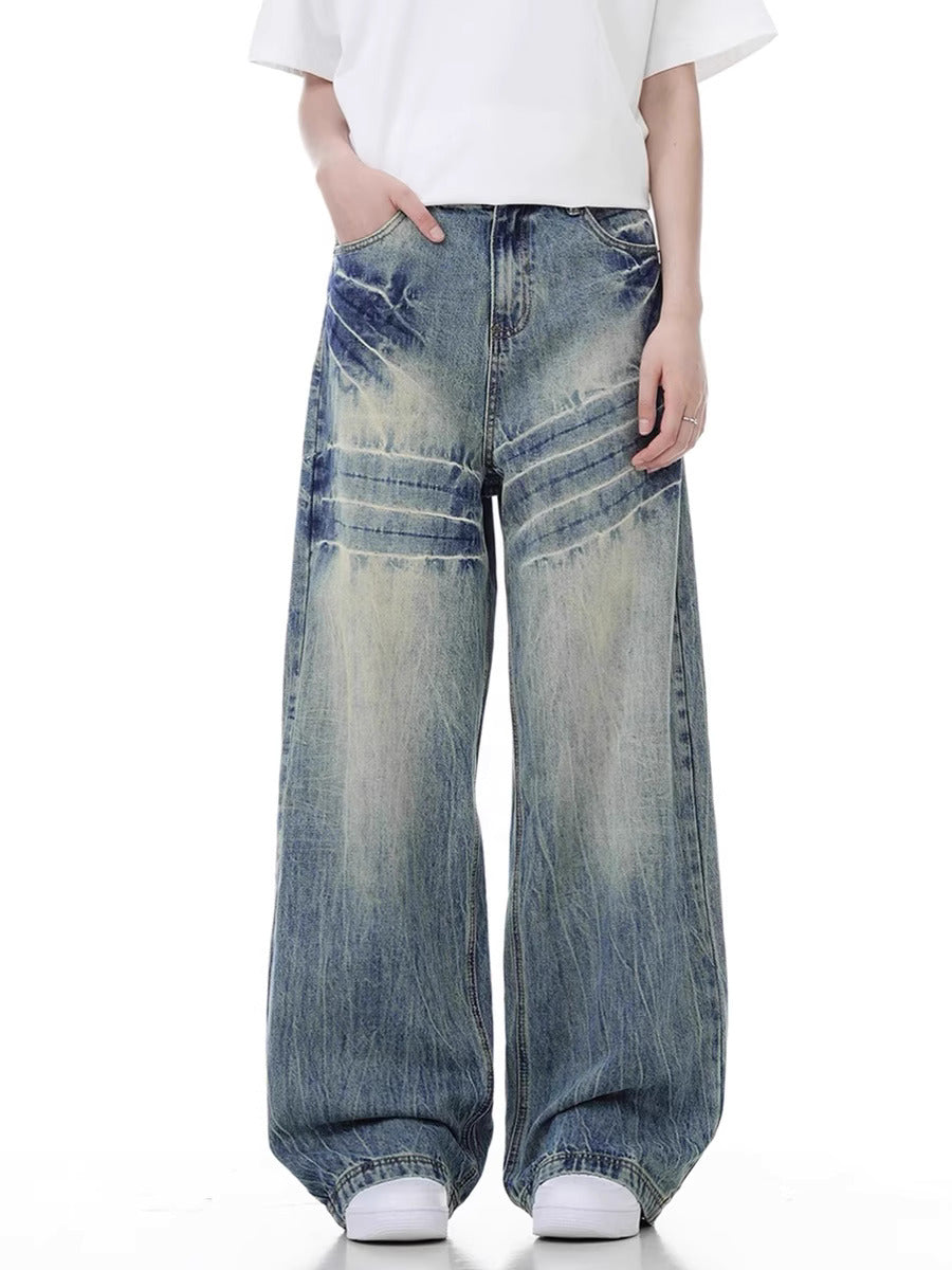 Stacked Vintage Washed Baggy Jeans – Y2K Wide Fit