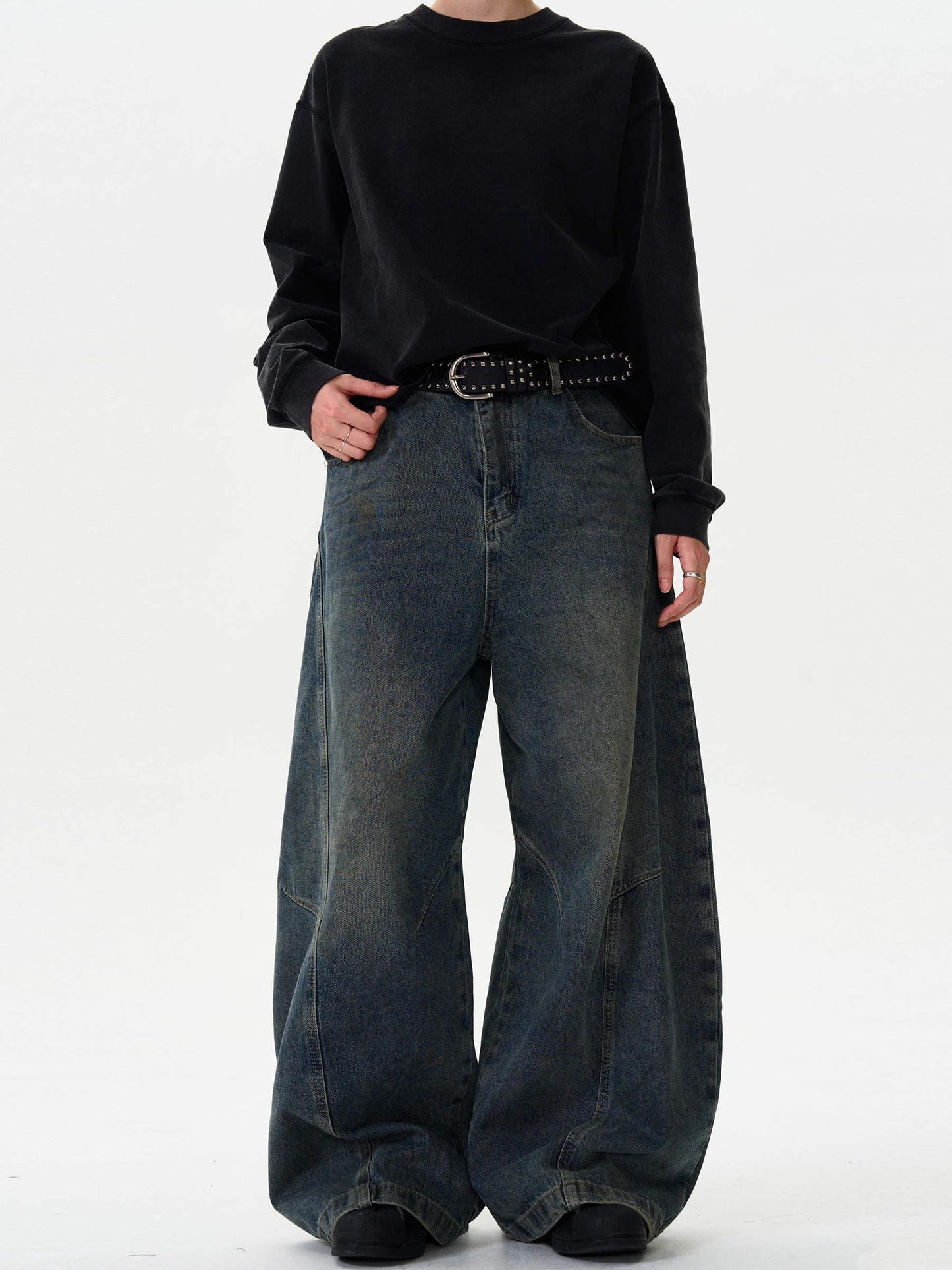 Wide Leg Washed Denim – Oversized Fit