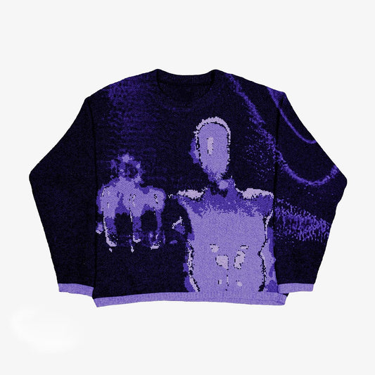 🧿 Glitch Phantom – Cyber Fade Knit Sweater