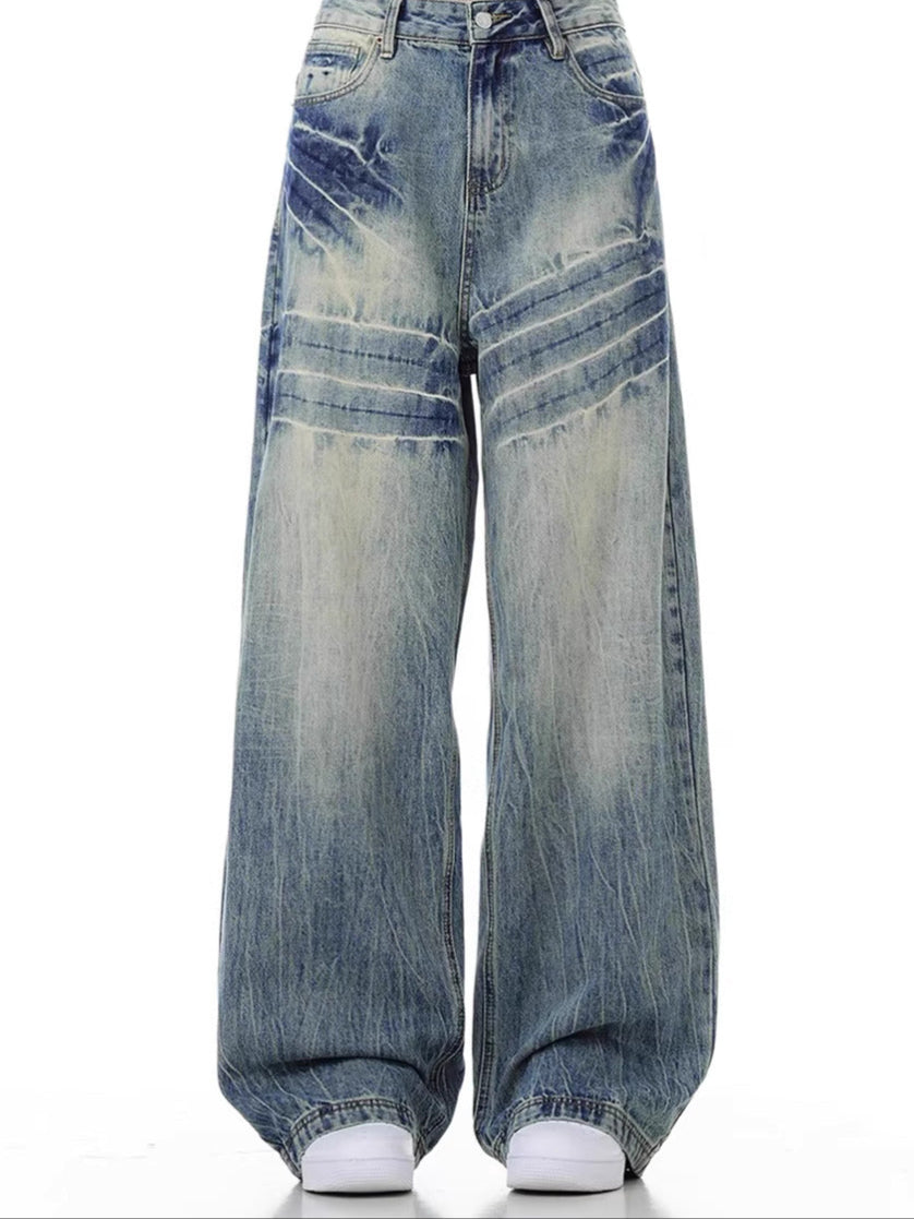 Stacked Vintage Washed Baggy Jeans – Y2K Wide Fit