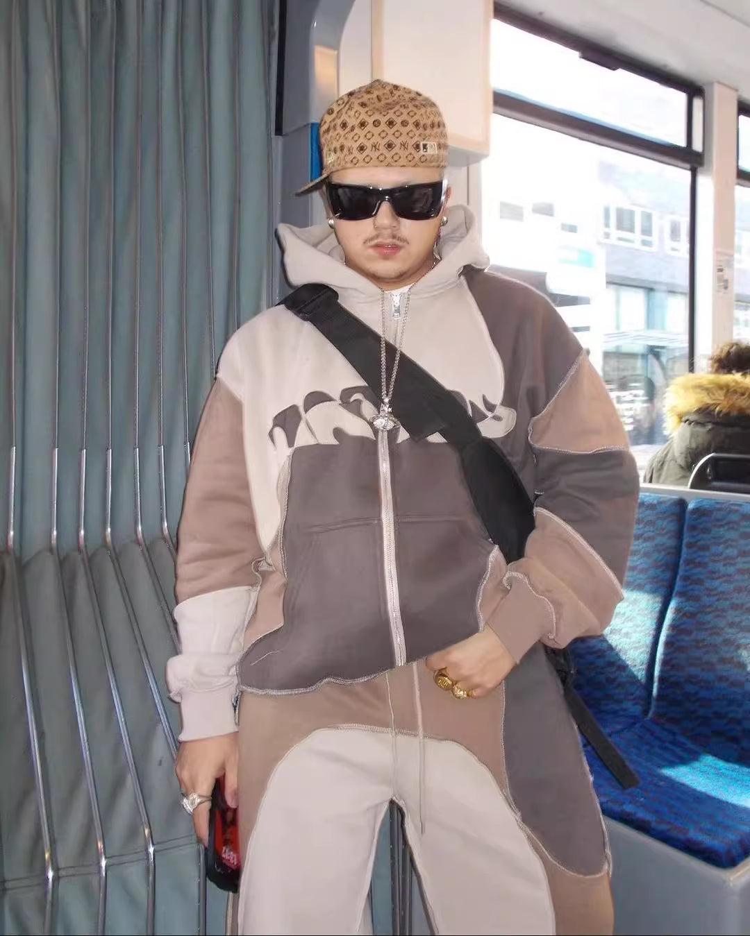 💧 “Sky Drip” Patchwork Tracksuit – Blue Fade