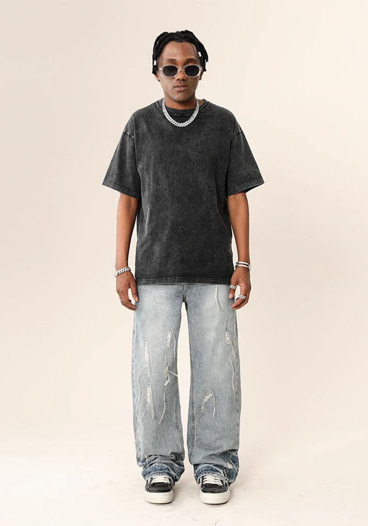 Frosted Cuts Baggy Denim