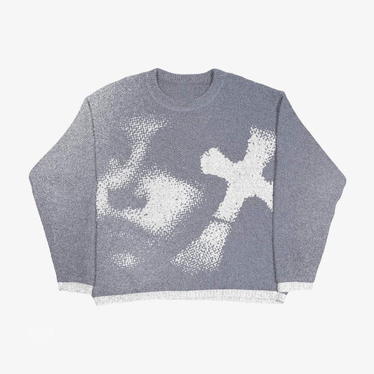 “Static Cross Knit – Pixelated Pulse”
