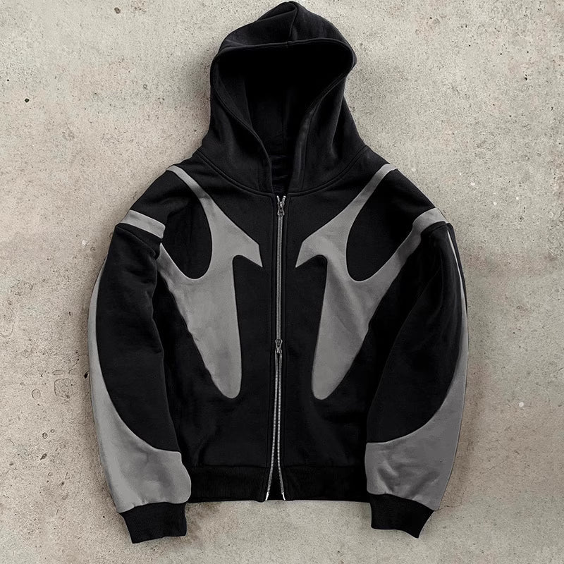 ⚡ Eclipse Split Flame Zip-Up Hoodie – Dual Tone Edition