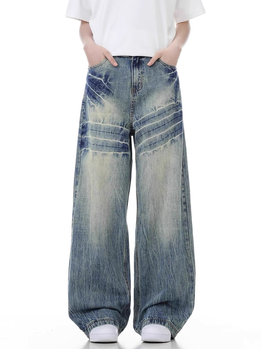Stacked Vintage Washed Baggy Jeans – Y2K Wide Fit