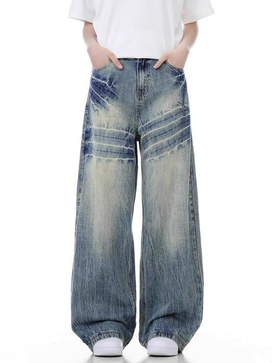 Stacked Vintage Washed Baggy Jeans – Y2K Wide Fit