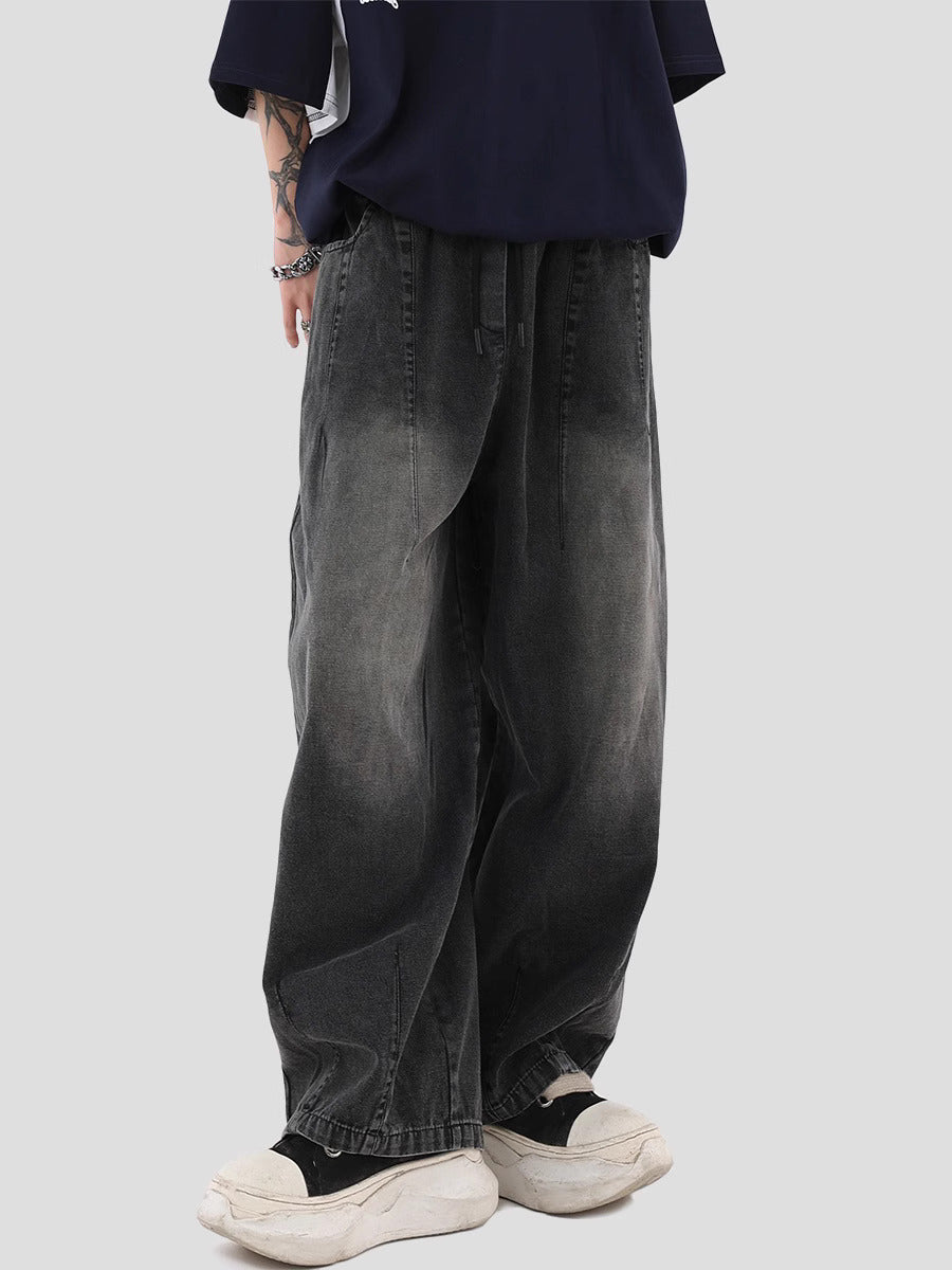 "Budget Drawstring Washed Black Denim