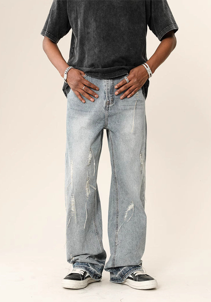 Frosted Cuts Baggy Denim