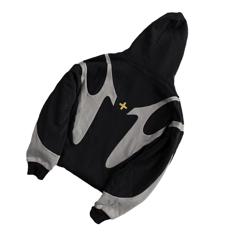 ⚡ Eclipse Split Flame Zip-Up Hoodie – Dual Tone Edition