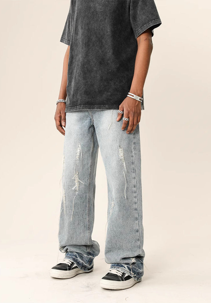 Frosted Cuts Baggy Denim