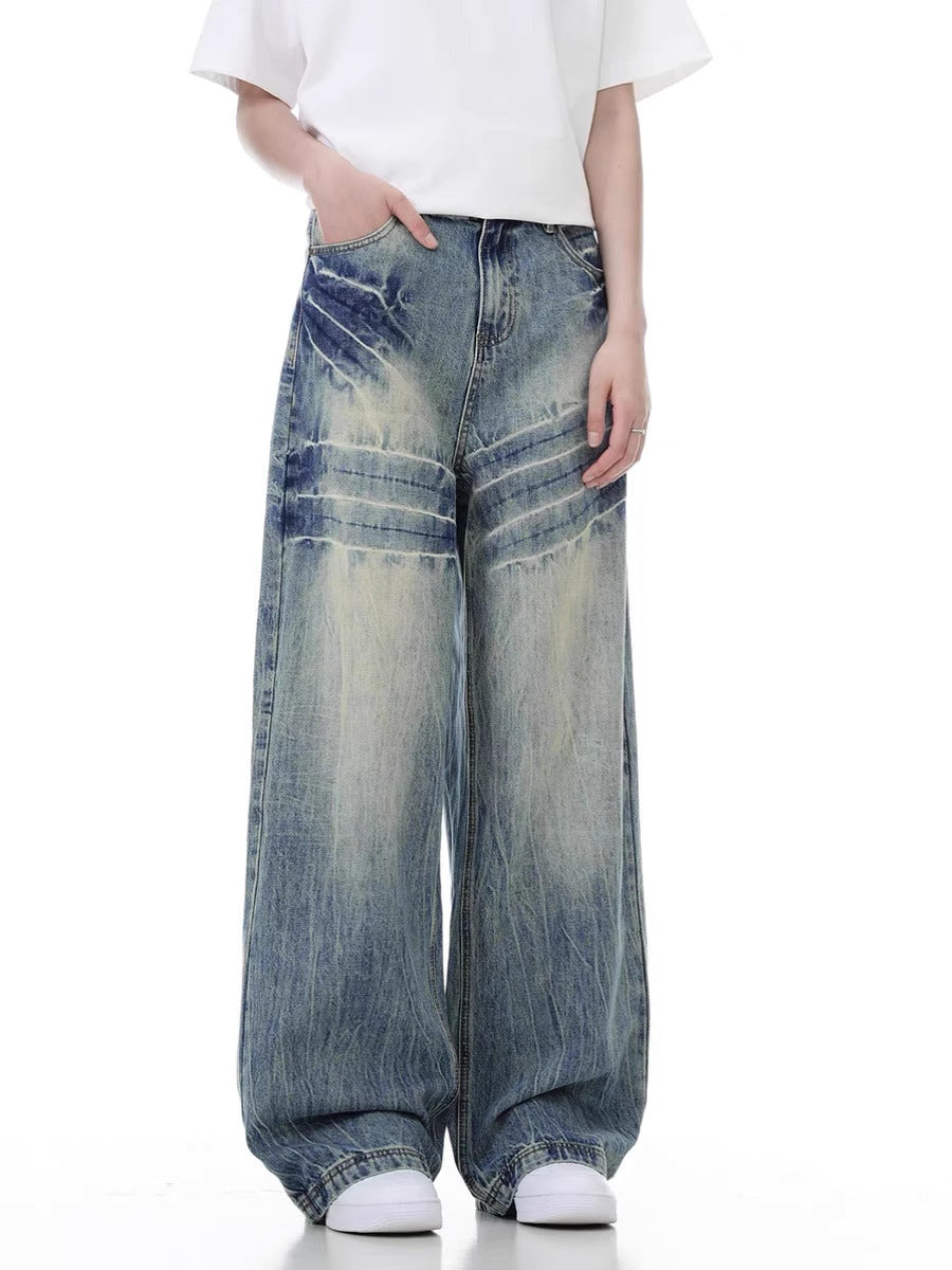 Stacked Vintage Washed Baggy Jeans – Y2K Wide Fit