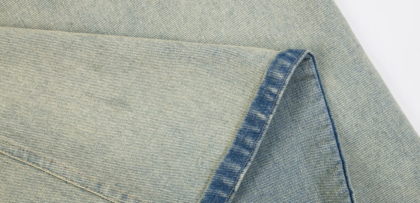 Grunge-Washed Baggy Cut-Off Skater Jorts – Faded Moss