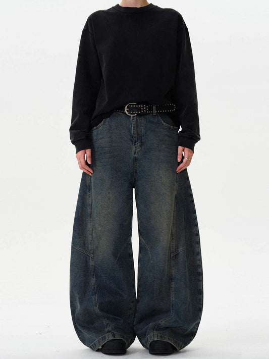 Wide Leg Washed Denim – Oversized Fit