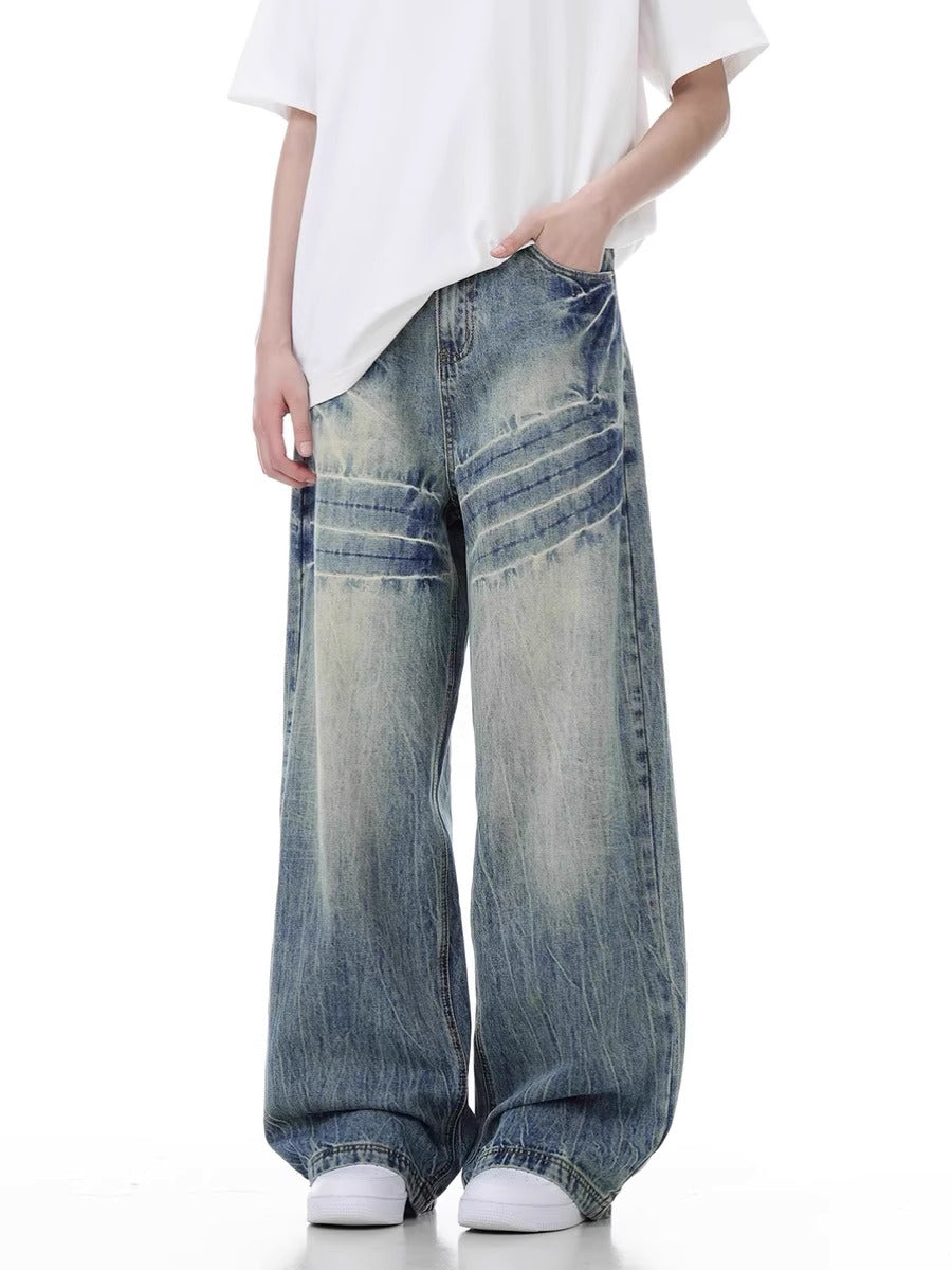 Stacked Vintage Washed Baggy Jeans – Y2K Wide Fit