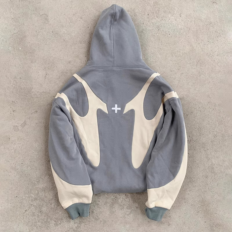 ⚡ Eclipse Split Flame Zip-Up Hoodie – Dual Tone Edition