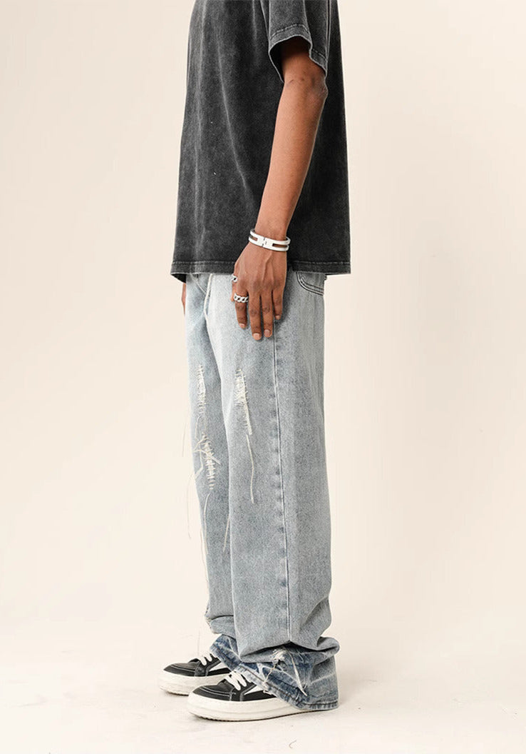 Frosted Cuts Baggy Denim
