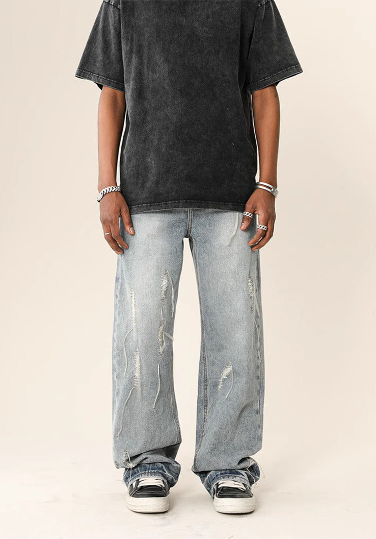 Frosted Cuts Baggy Denim