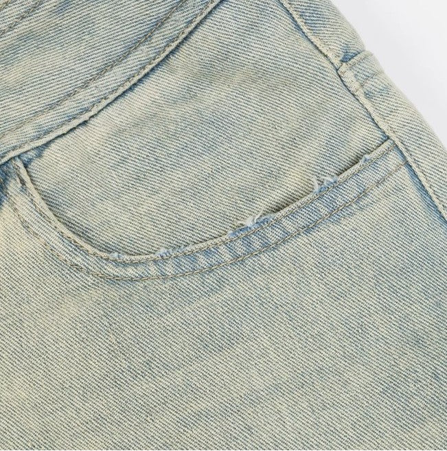 Grunge-Washed Baggy Cut-Off Skater Jorts – Faded Moss