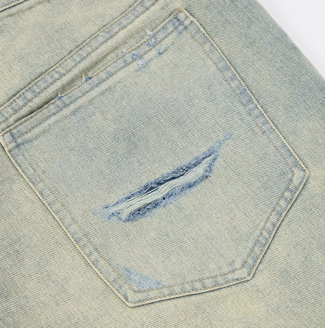 Grunge-Washed Baggy Cut-Off Skater Jorts – Faded Moss