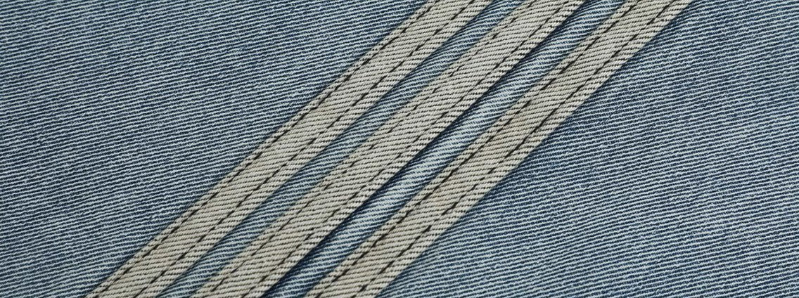 Triple Stripe Baggy Denim Pants – Washed Blue