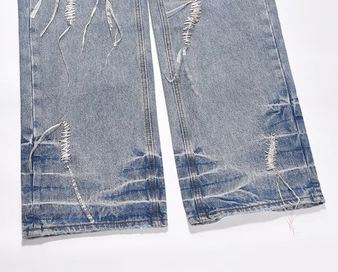 Frosted Cuts Baggy Denim