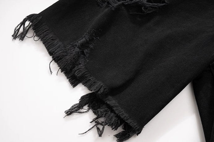 Triple Stripe Raw-Cut Baggy Jorts