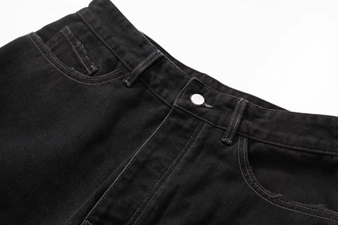 Triple Stripe Raw-Cut Baggy Jorts