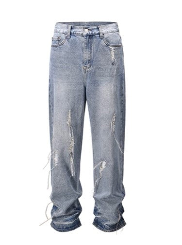 Frosted Cuts Baggy Denim