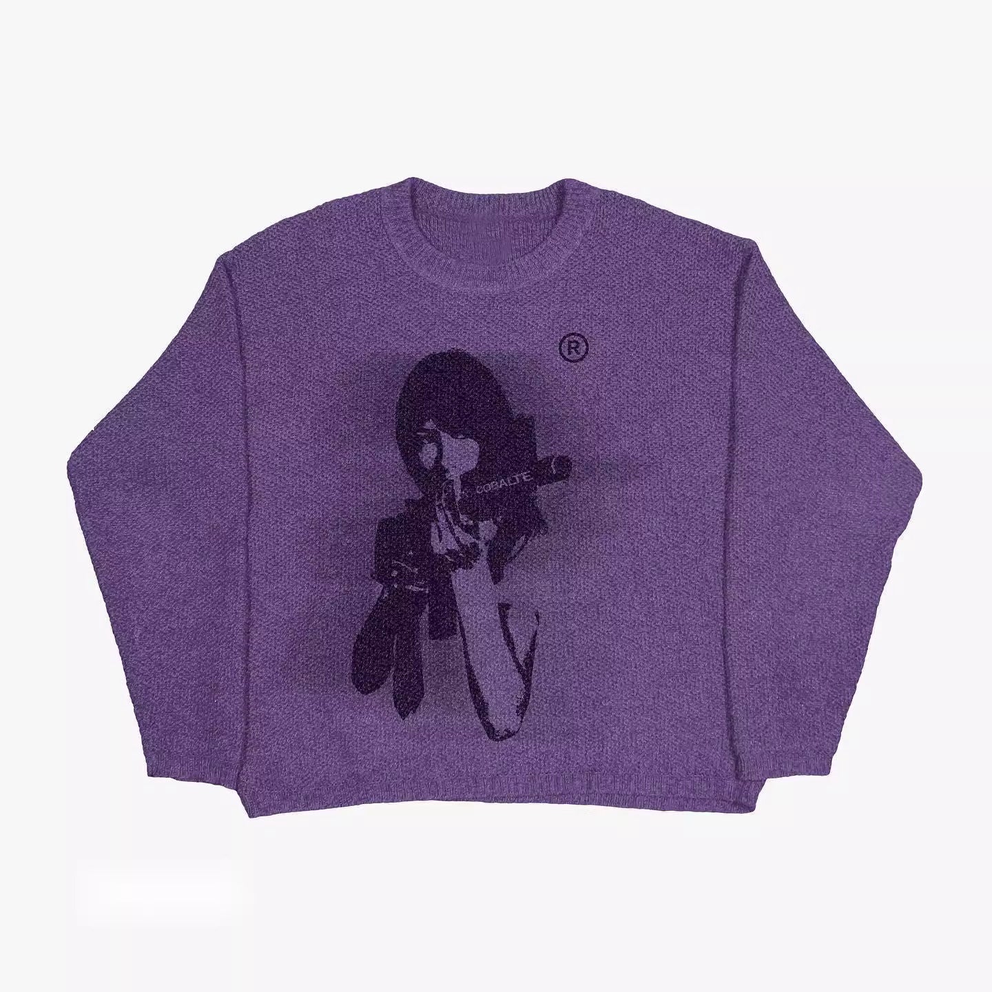 📸 "Shutter Gaze Knit – Violet Exposure"