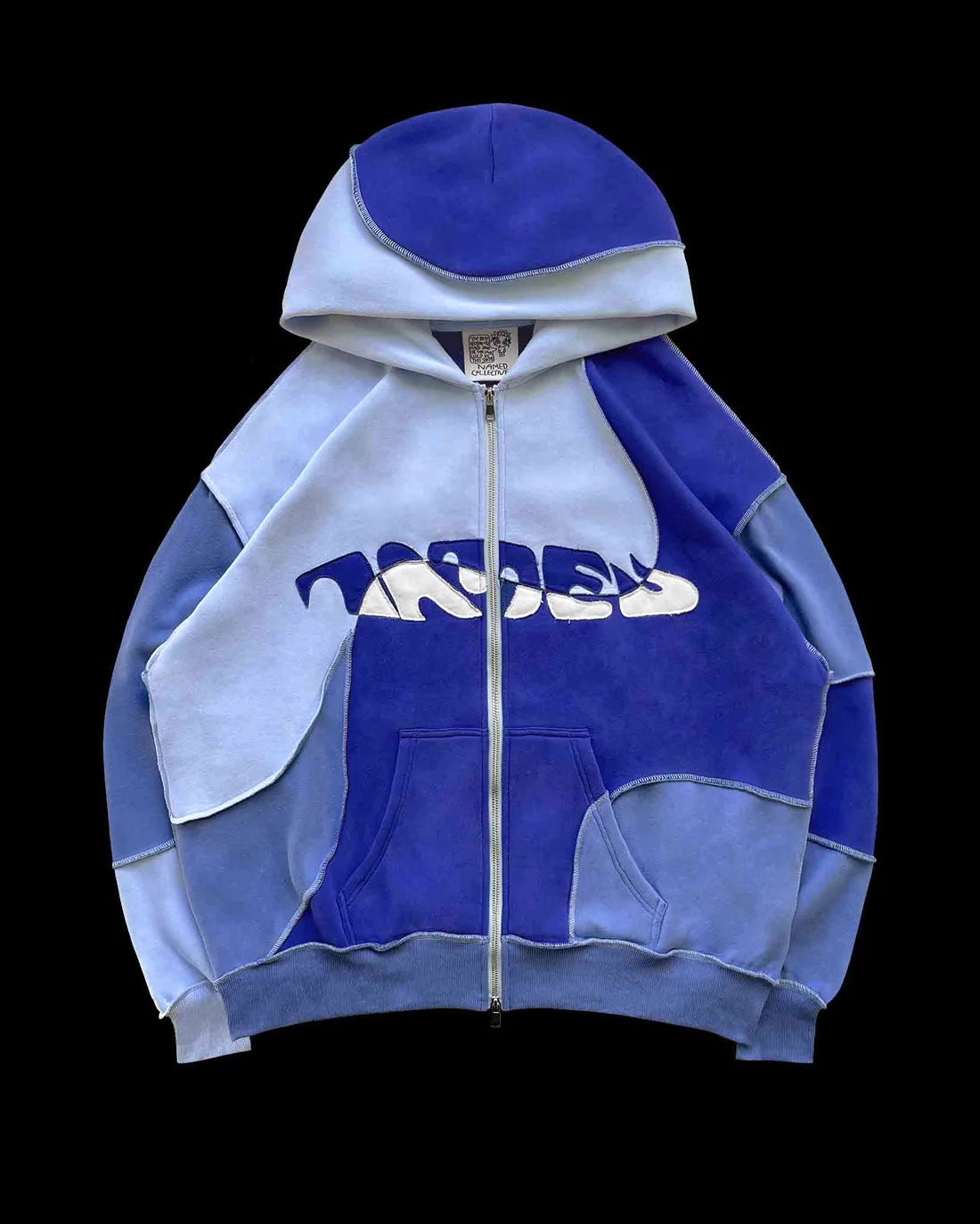 💧 “Sky Drip” Patchwork Tracksuit – Blue Fade