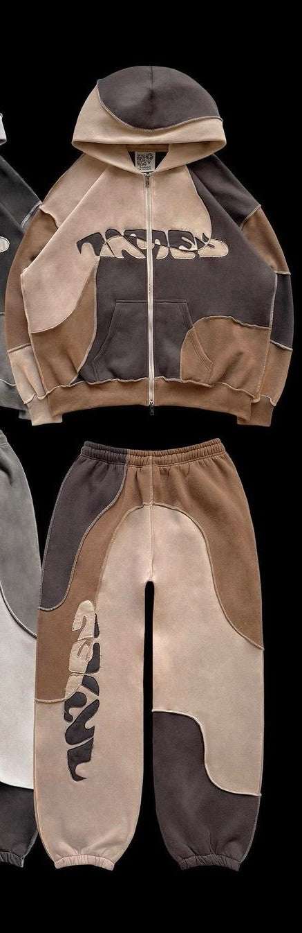 💧 “Sky Drip” Patchwork Tracksuit – Blue Fade