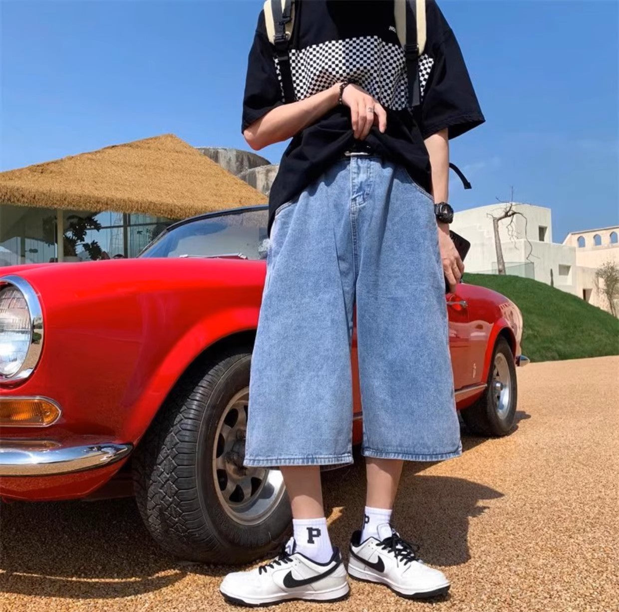 Oversized Streetwear Jorts - Blue