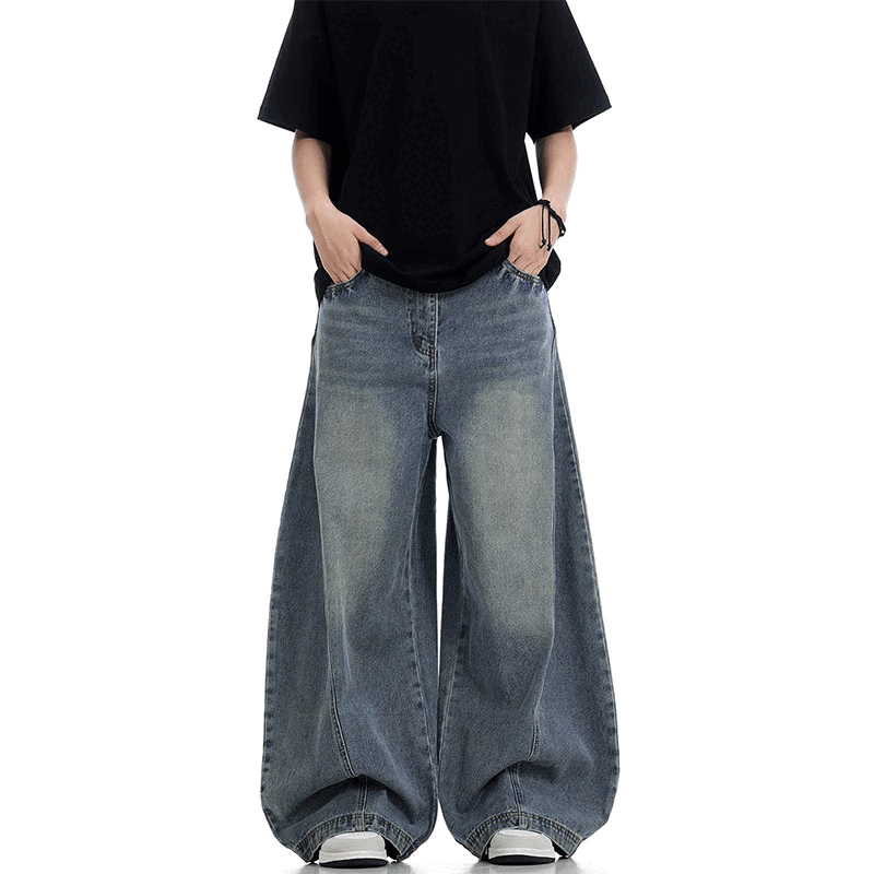 Washed Wide-Leg Budget Denim