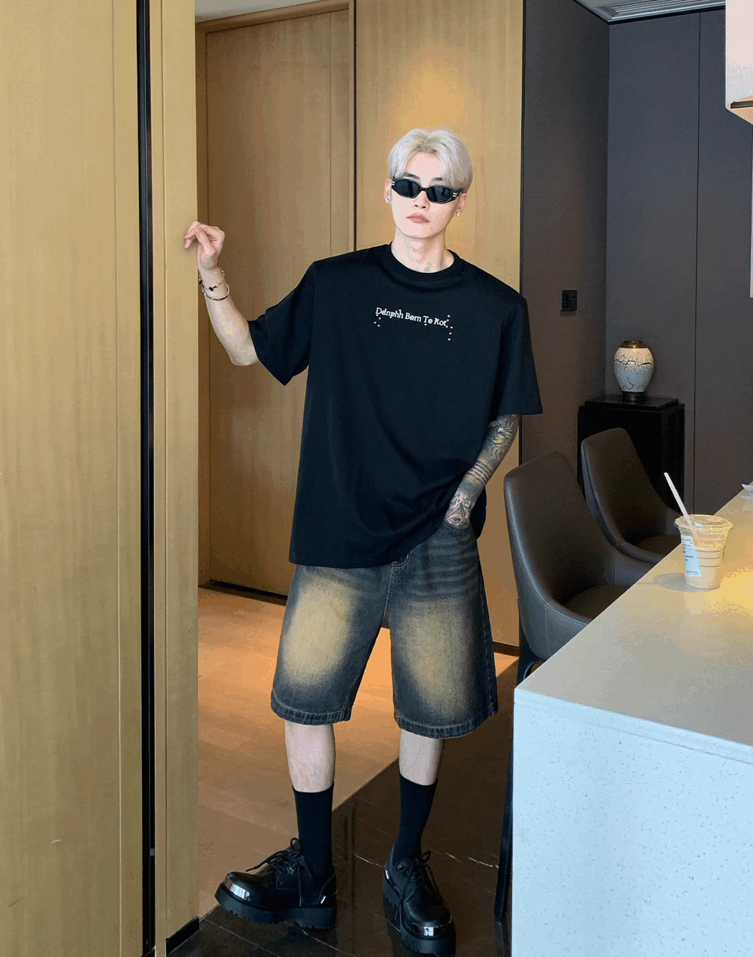 “Dusk Burnout Jorts – Washed & War-Ready”  Description: