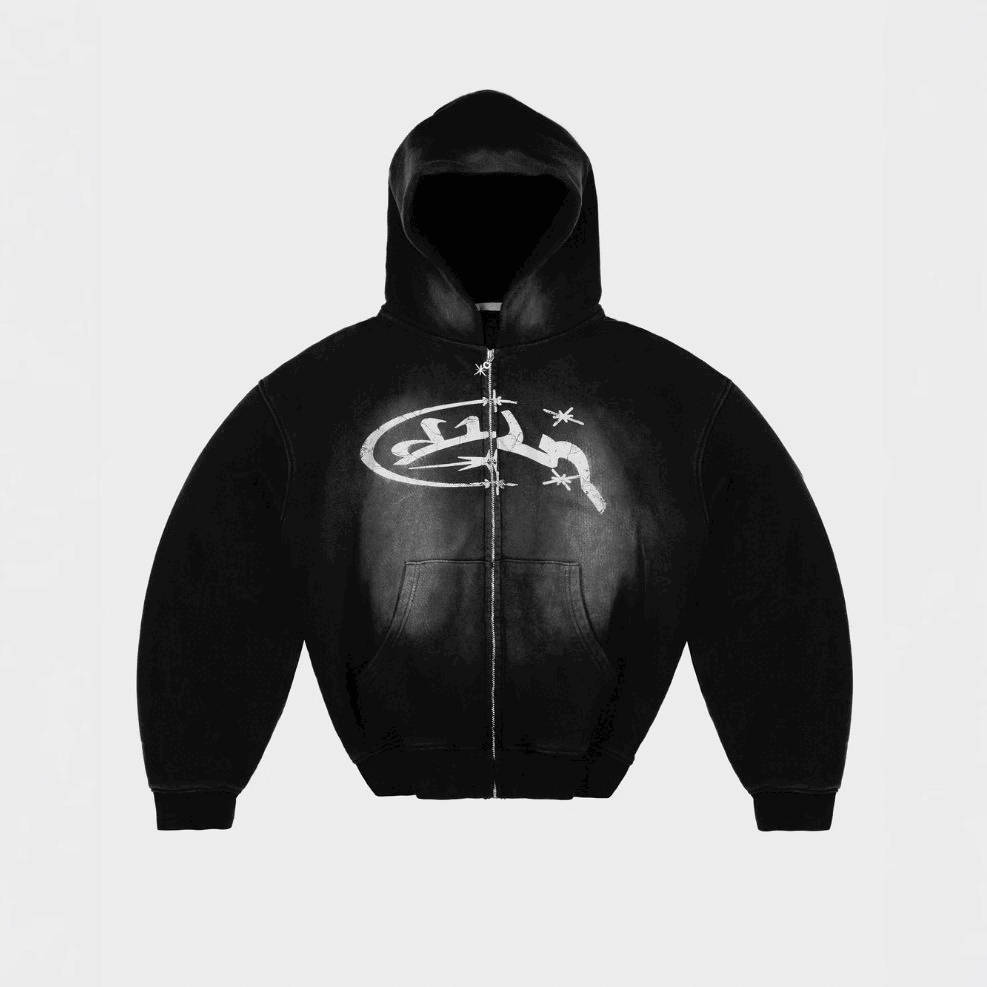 ⚡ SHOCKWAVE – Spray Fade Symbol Zipper Hoodie