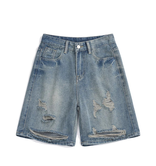 “Static Burn Distressed Jorts”