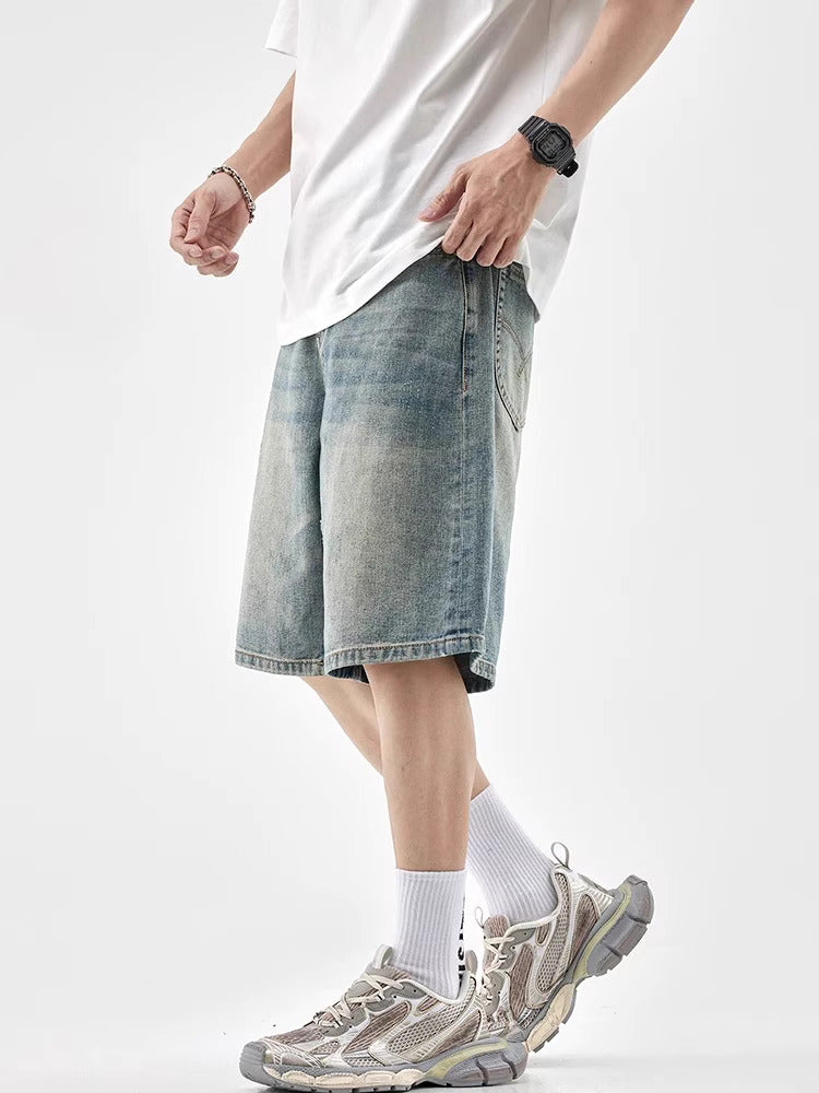 Cloud Fade Wide-Leg Jorts