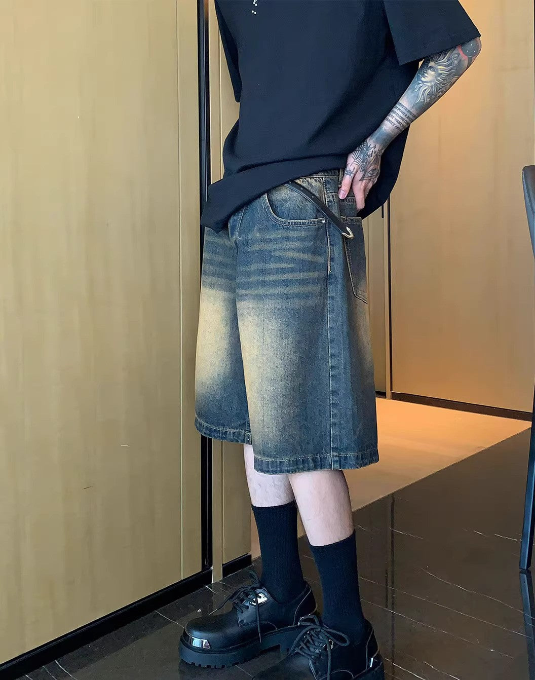 “Dusk Burnout Jorts – Washed & War-Ready”  Description: