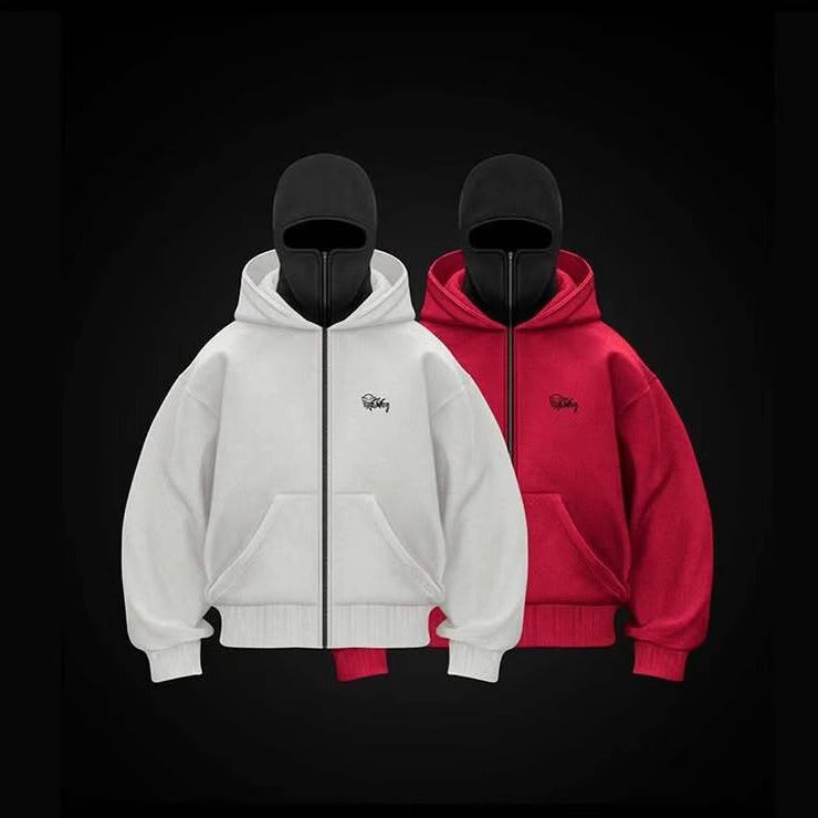 🔥 ShadowStorm Balaclava Zip-Up Hoodie