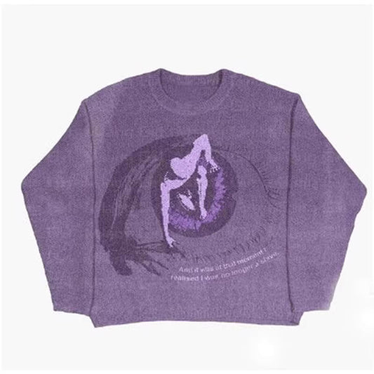 Spiral Gaze Knit – Washed Purple Graphic Longsleeve