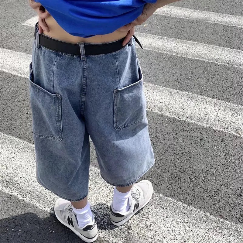 Oversized Streetwear Jorts - Blue