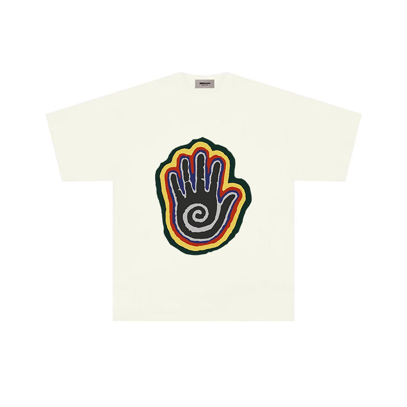 Psychedelic Hand Oversized Tee – Multicolor Front Graphic