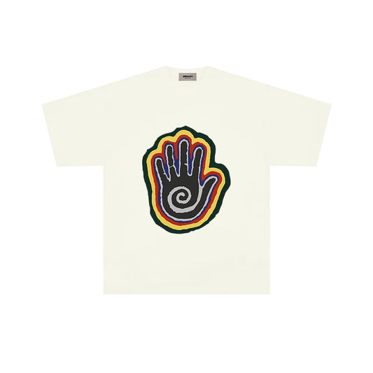 Psychedelic Hand Oversized Tee – Multicolor Front Graphic