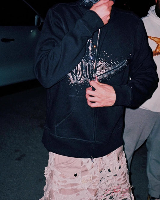 ✨🔒 "BLAST ZIP – Midnight Rhinestone"