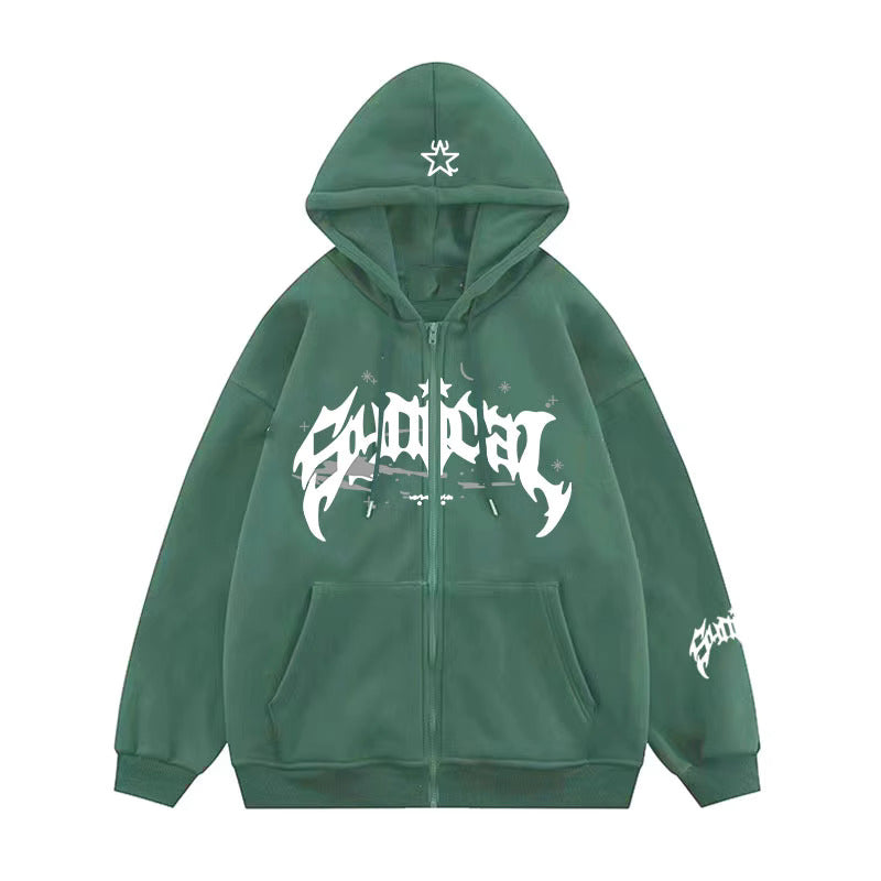 “Soulstar Type Zipper Hoodie – Forest Green”